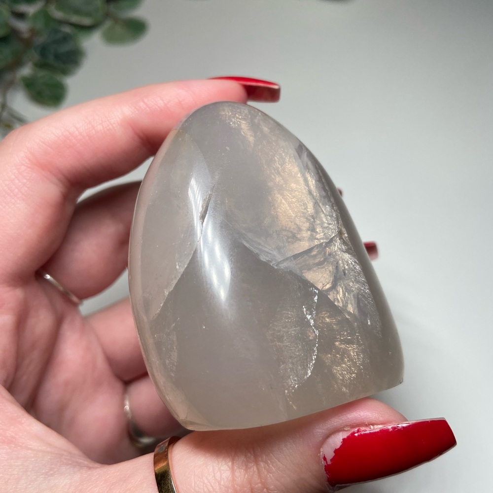 Blue Rose Quartz Crystal Freeform with Orange Glow and Sheen